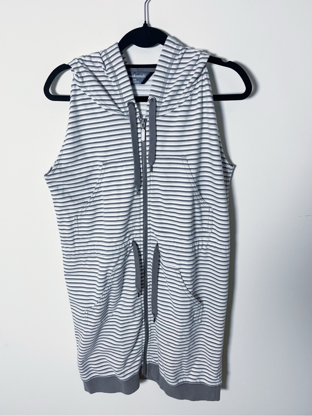Norma Kamali Swim Cover Up Dress Sleeveless Nautical Hooded Cozy Resortwear